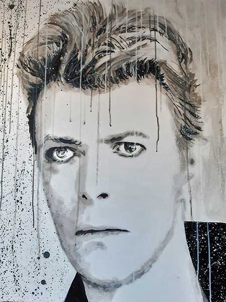 David Bowie - Sänger #Acrylicpunk on canvas painting 2020 by #York 100x80 cm